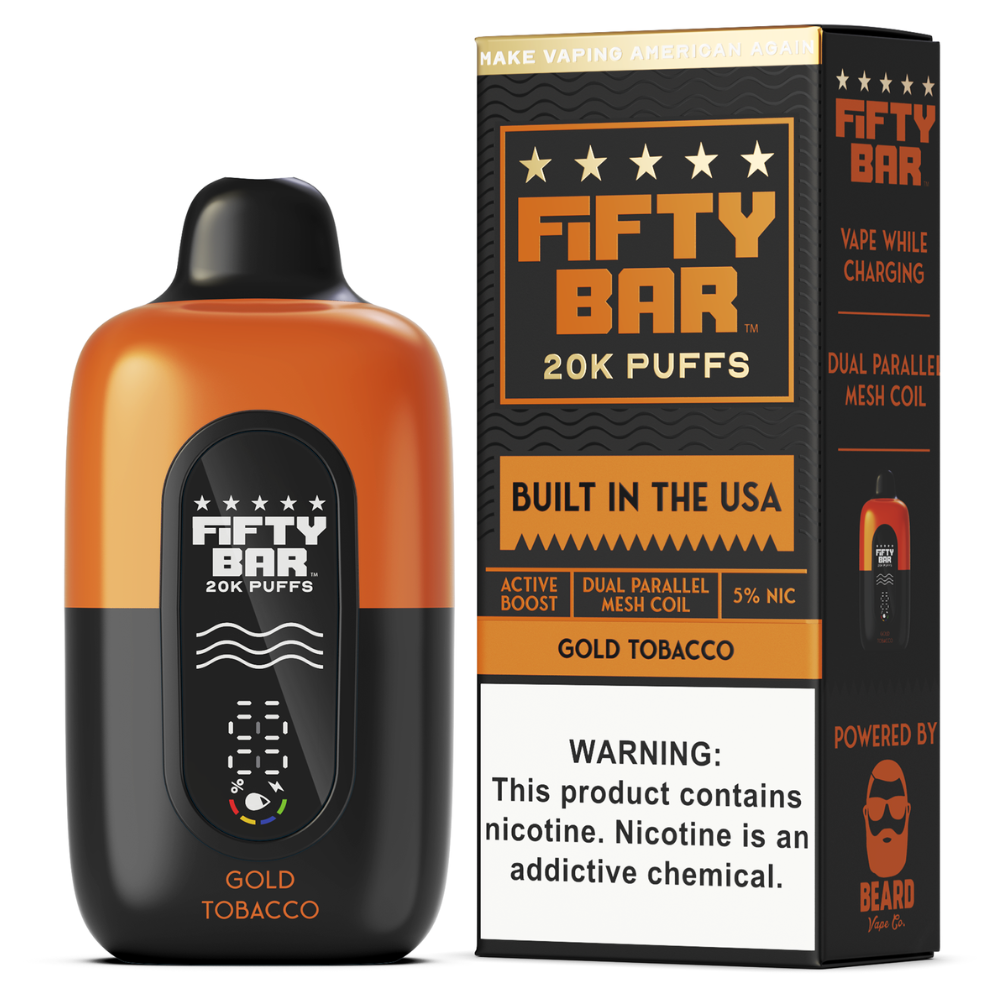 Fifty Bar Gold Tobacco: 20K Puffs Vape | Discover the Flavor Fifty Bar Gold Tobacco: 20K Puffs Vape | Discover the Flavor