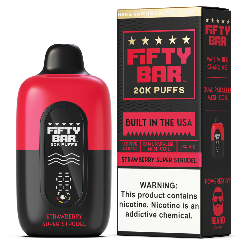 Fifty Bar Strawberry Strudel: 20K Puffs Vape Flavor Fifty Bar Strawberry Strudel: 20K Puffs Vape Flavor