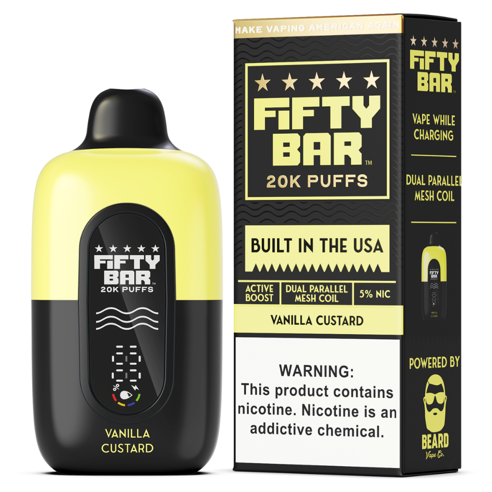 Fifty Bar Vanilla Custard: 20K Puffs & Rich Flavor Fifty Bar Vanilla Custard: 20K Puffs & Rich Flavor