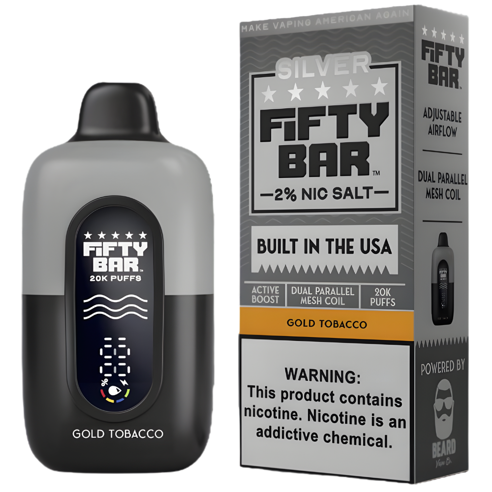 Gold Tobacco | Fifty Bar Silver Series 20K Puffs Gold Tobacco | Fifty Bar Silver Series 20K Puffs
