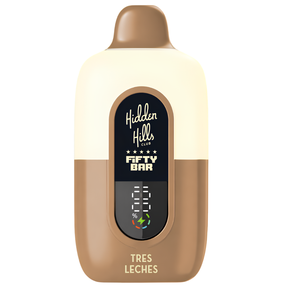 Tres Leches Hidden Hills Fifty Bar 20K puffs creamy dessert disposable vape with digital display