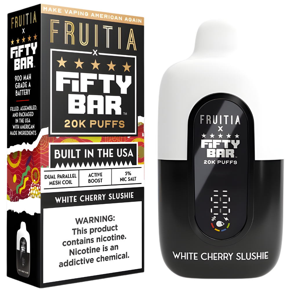 White Cherry Slushie – Fifty Bar X Fruitia | 20K Puffs