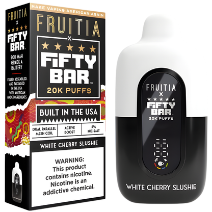 White Cherry Slushie – Fifty Bar X Fruitia | 20K Puffs