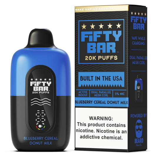 Blueberry Cereal Donut Milk – Fifty Bar Black Series | 20K Puffs