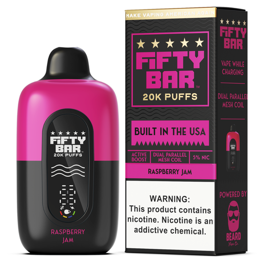 Raspberry Jam – Fifty Bar Black Series | 20K Puffs