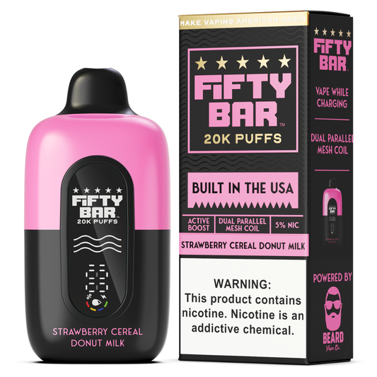 Strawberry Cereal Donut Milk – Fifty Bar Black Series | 20K Puffs