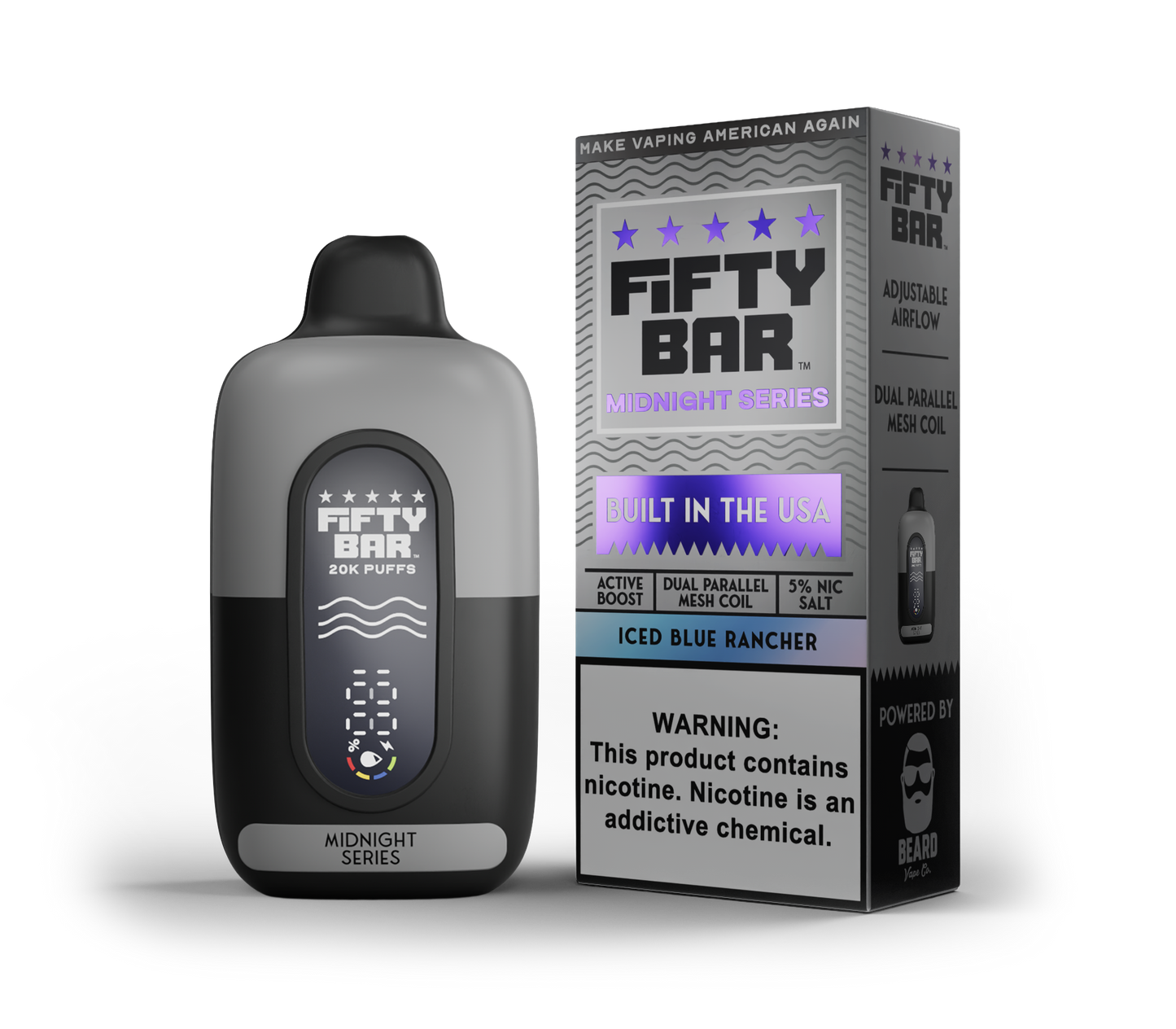 Iced Blue Rancher – Fifty Bar Midnight Series | 20K Puffs