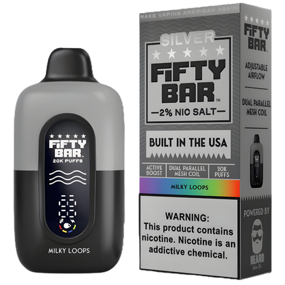 Milky Loops – Fifty Bar Silver Series | 20K Puffs