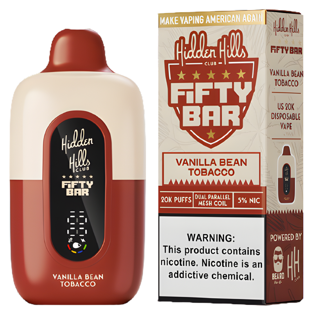Vanilla Bean Tobacco – Fifty Bar X Hidden Hills | 20K Puffs