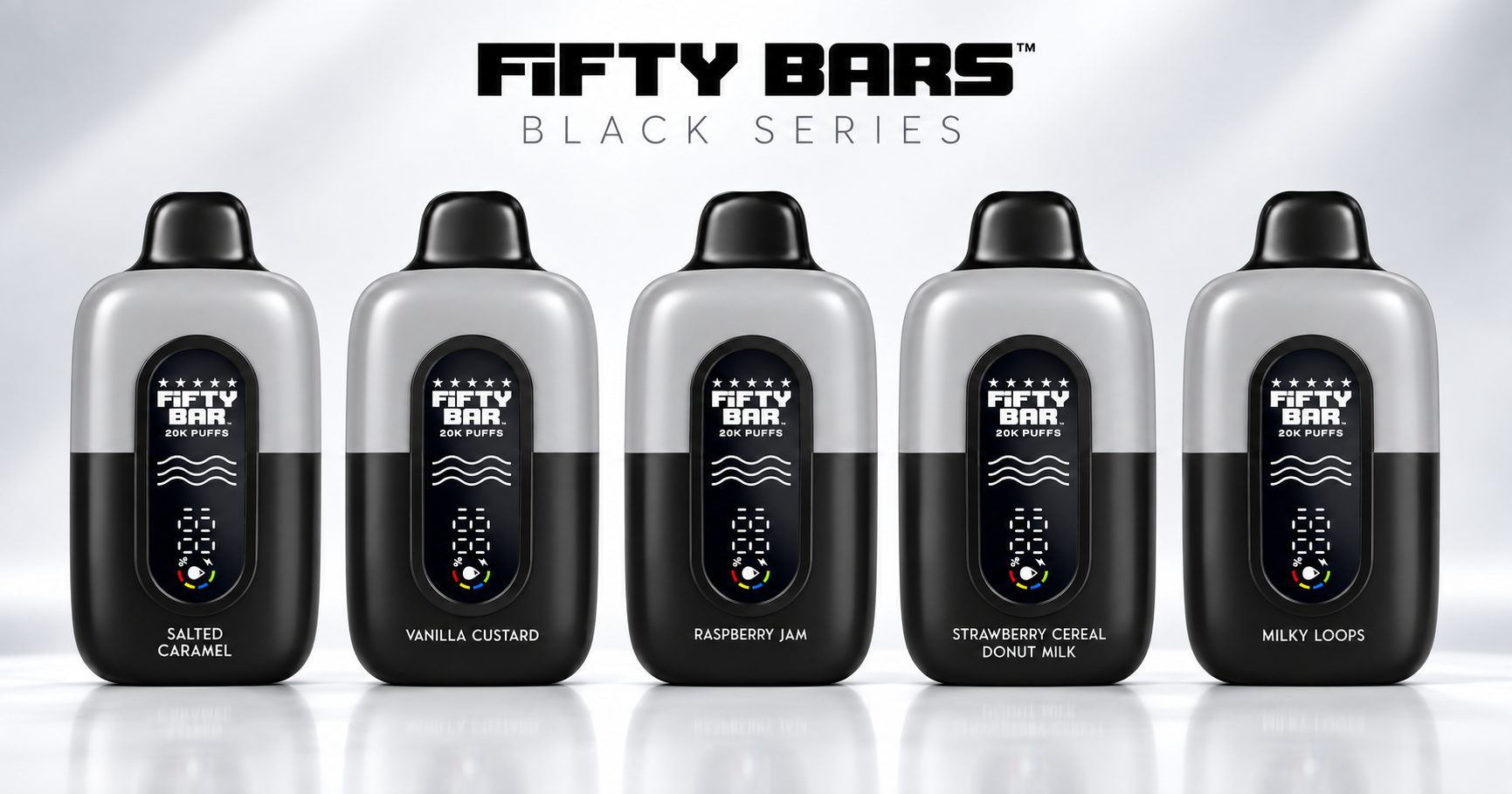 Fifty Bar Black Series 20K puff disposable vape dessert flavors